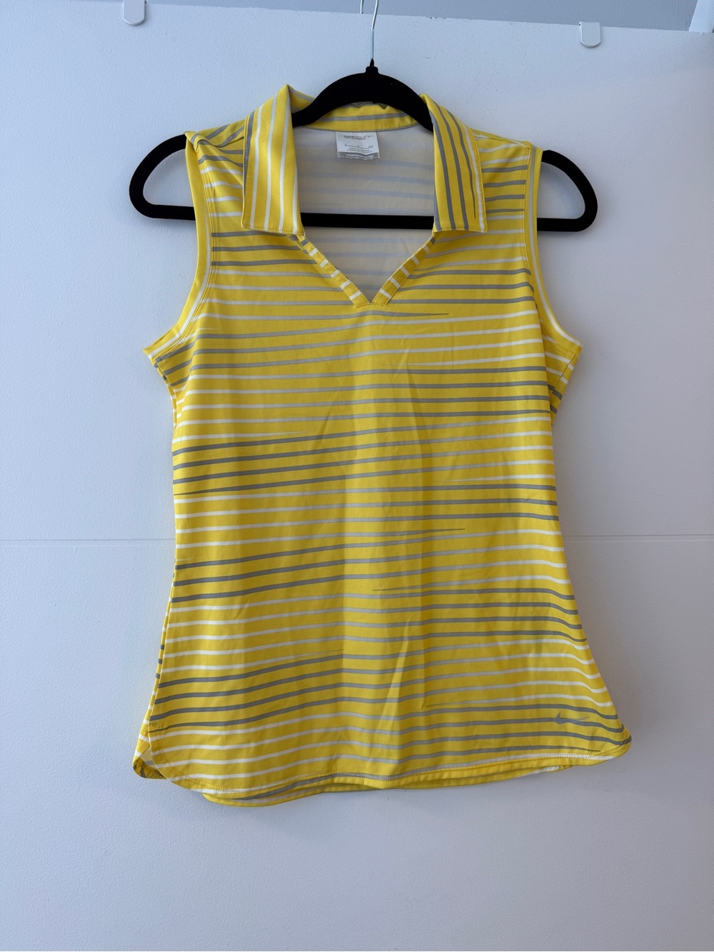 Vintage Nike Golf Tour Performance Sleeveless Polo Shirt Yellow Stripe Women’s S